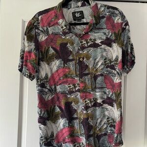 Pull&Bear Red and Green Casual Button Down Shirt